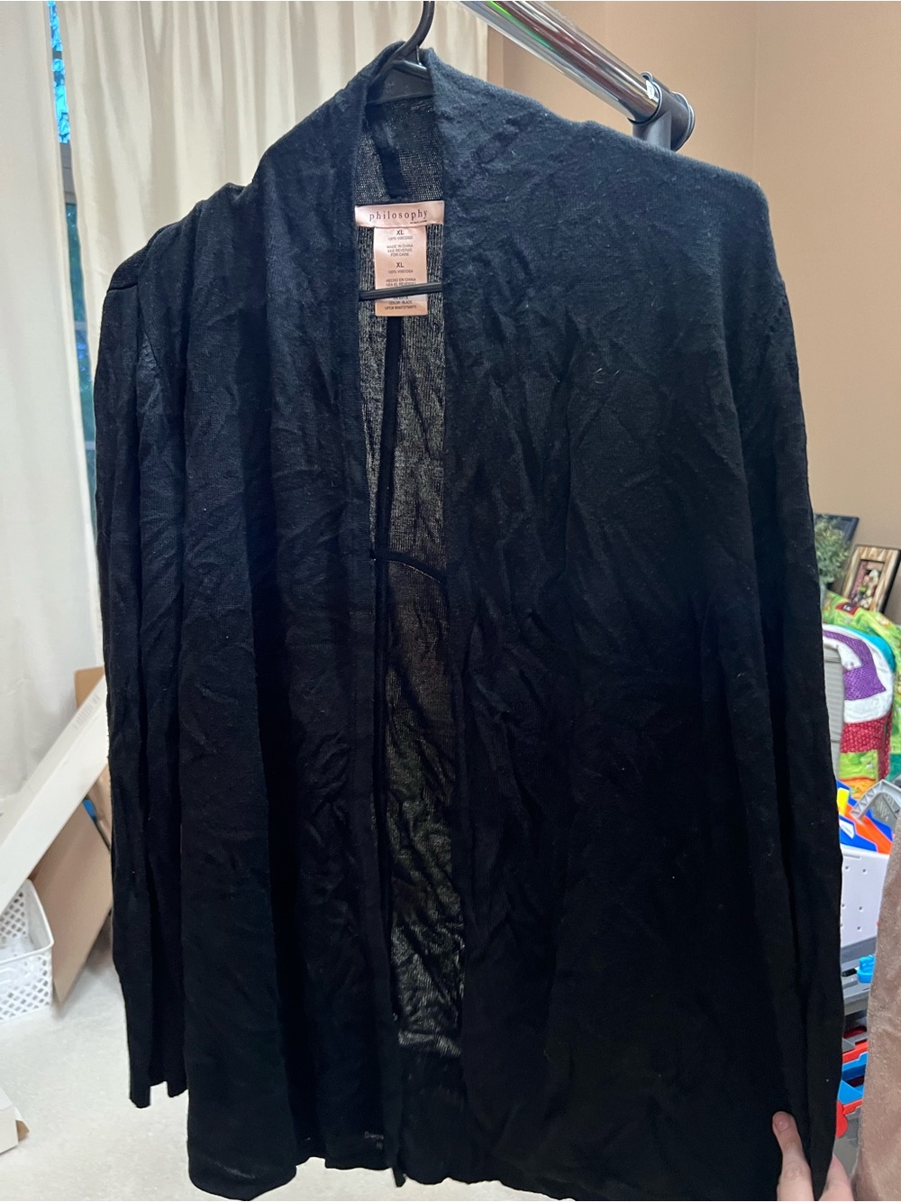 Philosophy Black Open Drape Front Jacket